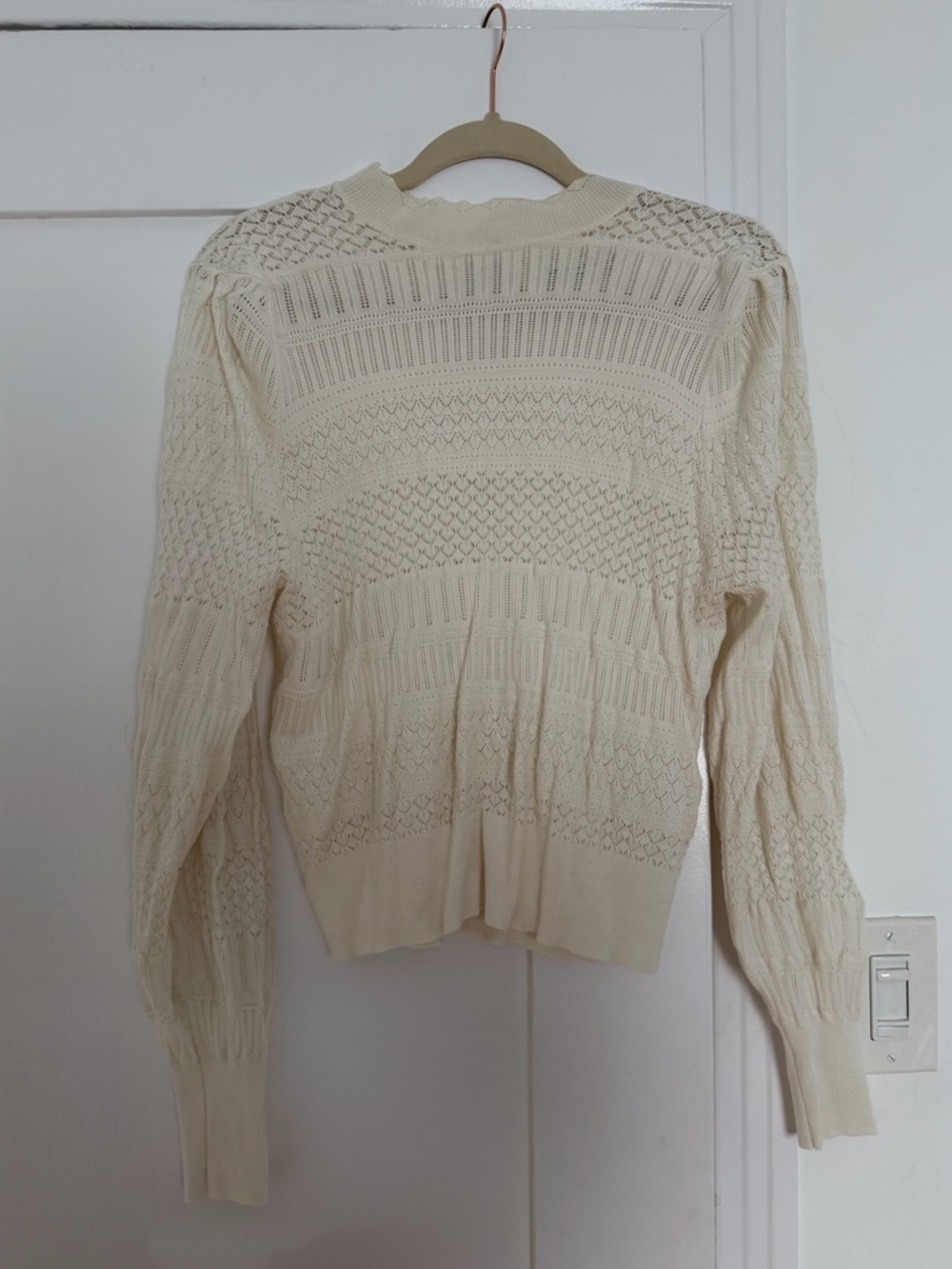 Abercrombie & Fitch Cream Open-Knit Crewneck Sweater